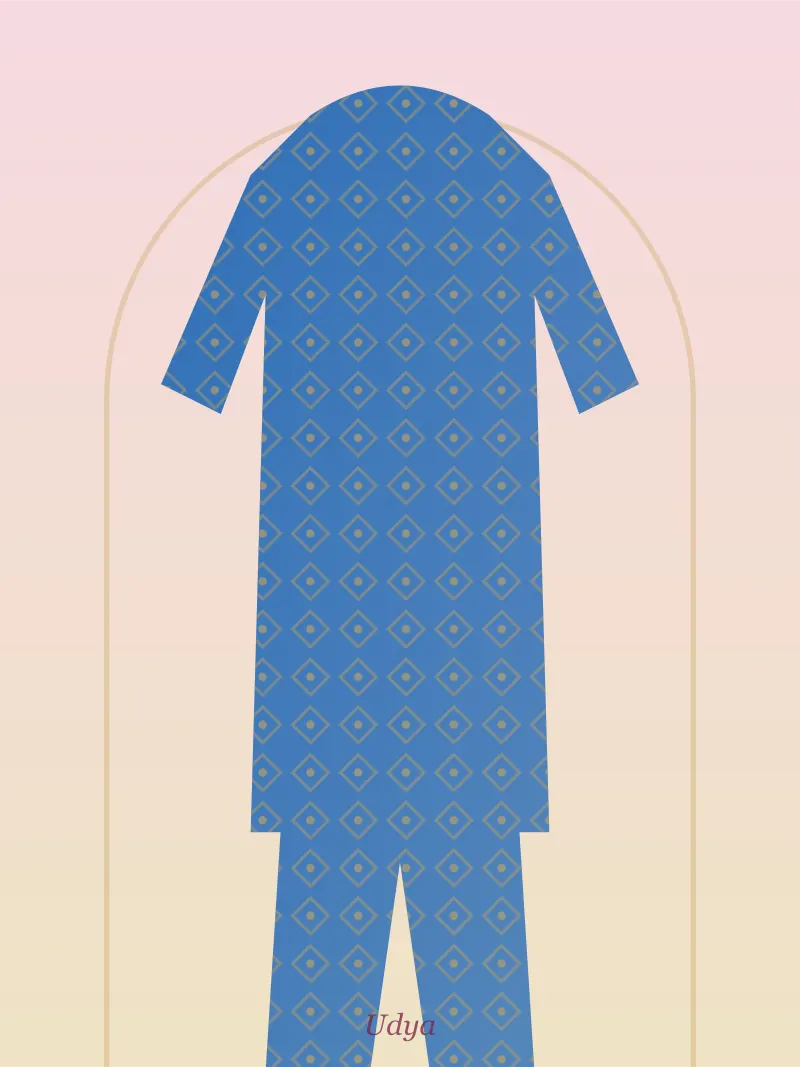 Blue Mirror Work Punjabi Suit