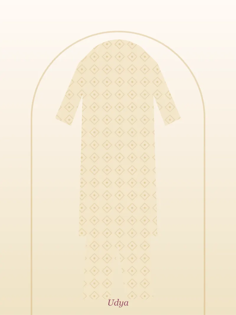 Cream Mirror Work Punjabi Suit